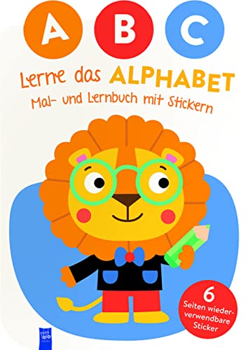 A,B,C - Lerne das Alphabet - Mal- und Lernbuch mit Stickern (Cover Löwe): Einband mit Löwe von YoYo Books