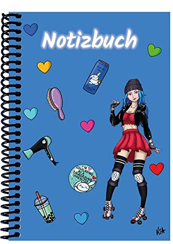 A 4 Notizbuch Manga Enora, blau, liniert: Spiralbindung, Notizbuch, Tagebuch, Notizen für die Schule, Uni oder unterwegs, verschiedene Lineaturen und Muster von E & Z Verlag GmbH