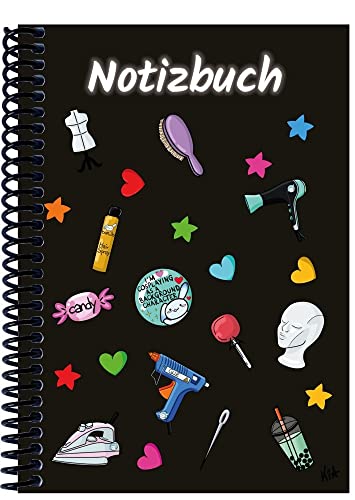 A 5 Notizbuch Manga Items, schwarz, kariert: Spiralbindung, Notizbuch, Tagebuch, Notizen für die Schule, Uni oder unterwegs, verschiedene Lineaturen und Muster von E & Z Verlag GmbH