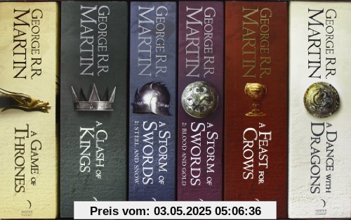 A Game of Thrones: The Story Continues. 6 Volumes Boxed Set: A DANCE WITH DRAGONS / A FEAST FOR CROWS / A STORM OF SWORDS 2 / A STORM OF SWORDS  1 / A ... / A GAME OF THRONES (A Song of Ice and Fire)