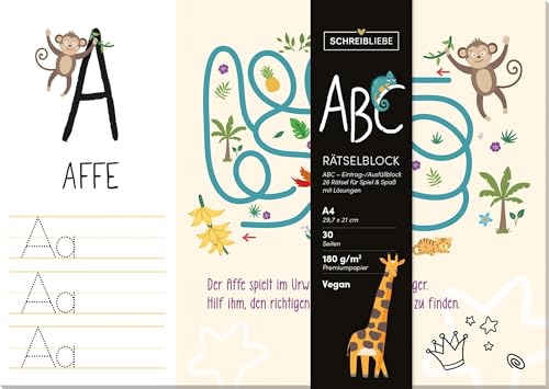 ABC- Rätselblock: ABC-Rätselblock mit 26 Rätsel für Spiel & Spaß mit Lösungen SchreibLiebe von Korsch Verlag