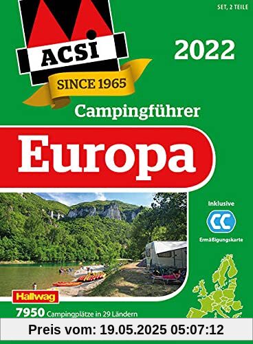 ACSI Campingführer Europa 2022: in 2 Bänden inkl. ACSI CampingCard Ermässigungskarte und ACSI Camping Europa-App Rabattcode (Hallwag ACSI Führer)