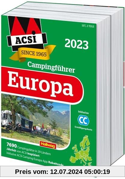 ACSI Campingführer Europa 2023: Bestehend aus 2 Bänden inkl. ACSI CampingCard Ermässigungskarte (Hallwag ACSI Führer)