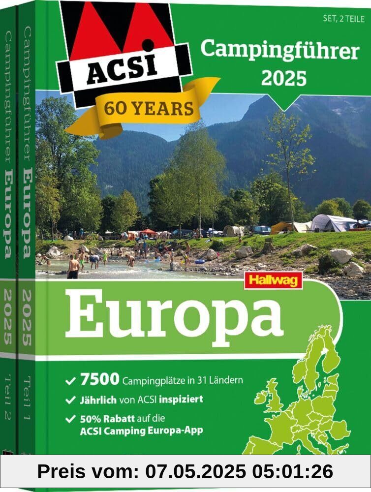 ACSI Campingführer Europa 2025: Bestehend aus 2 Bänden inkl. ACSI CampingCard Ermässigungskarte
