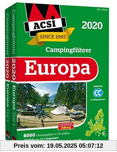 ACSI Internationaler Campingführer Europa 2020: in 2 Bänden inkl. Ermässigungskarte und ACSI Camping Europa-App Rabattcode. (Hallwag Promobil)