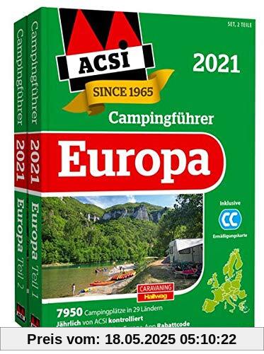ACSI Internationaler Campingführer Europa 2021: in 2 Bänden inkl. Ermässigungskarte und ACSI Camping Europa-App Rabattcode. (Hallwag Promobil)