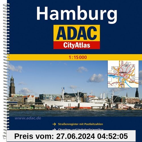 ADAC CityAtlas Hamburg 1:15 000: Straßenregister mit Postleitzahlen. Citypläne und Verkehrslinienpläne. CityPilot. GPS-genau