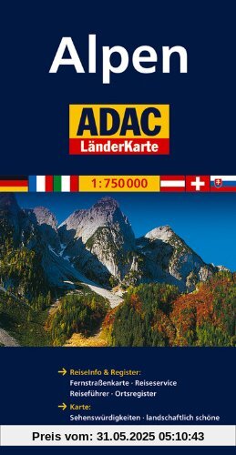 ADAC Länderkarte Alpen 1:750.000
