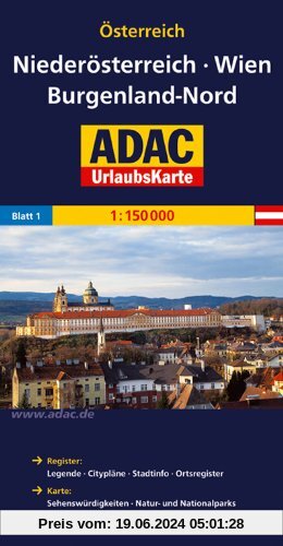ADAC Urlaubskarte Niederösterreich, Wien, Burgenland Nord 1:150.000