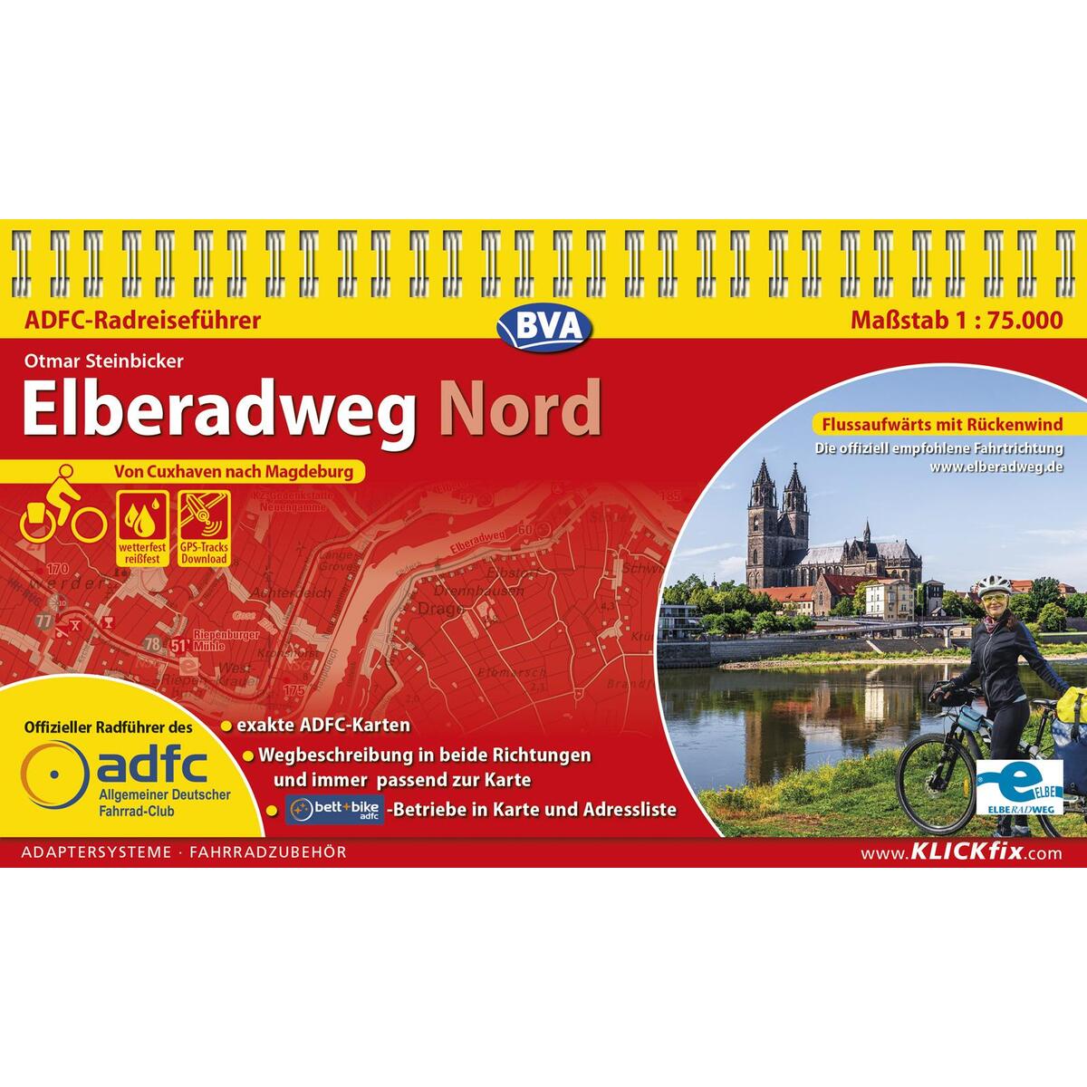 ADFC-Radreiseführer Elberadweg Nord 1:75.000 praktische Spiralbindung, reiß- und... von BVA Bielefelder Verlag