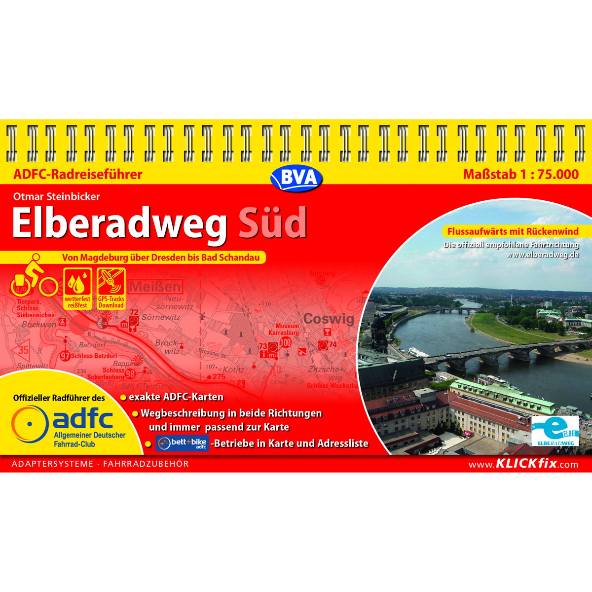 ADFC-Radreiseführer Elberadweg Süd 1:75.000 von BVA Bielefelder Verlag