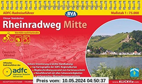 ADFC-Radreiseführer Rheinradweg Mitte 1:75.000 praktische Spiralbindung, reiß- und wetterfest, GPS-Tracks Download: Von Köln nach Karlsruhe