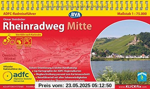 ADFC-Radreiseführer Rheinradweg Mitte 1:75.000 praktische Spiralbindung, reiß- und wetterfest, GPS-Tracks Download: Von Köln nach Karlsruhe ADFC-Radreiseführer Rheinradweg Mitte 1:75.000 praktische Spiralbindung, reiß- und wetterfest, GPS-Tracks Download: Von Köln nach Karlsruhe