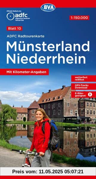 ADFC-Radtourenkarte 10 Münsterland Niederrhein 1:150.000, reiß- und wetterfest, GPS-Tracks Download (ADFC-Radtourenkarte 1:150000)