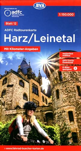 ADFC-Radtourenkarte 12 Harz /Leinetal 1:150.000, reiß- und wetterfest, E-Bike geeignet, GPS-Tracks Download, mit Bett+Bike Symbolen, mit Kilometer-Angaben (ADFC-Radtourenkarte 1:150.000, Band 12)