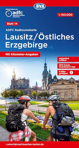 ADFC-Radtourenkarte 14 Lausitz /Östliches Erzgebirge 1:150.000, reiß- und wetterfest, E-Bike geeignet, GPS-Tracks Download, mit Bett+Bike Symbolen, ... (ADFC-Radtourenkarte 1:150.000, Band 14)