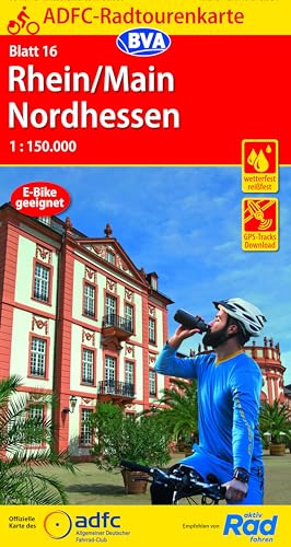 ADFC-Radtourenkarte 16 Rhein/Main Nordhessen 1:150.000, reiß- und wetterfest, E-Bike geeignet, GPS-Tracks Download (ADFC-Radtourenkarte 1:150.000, Band 16)