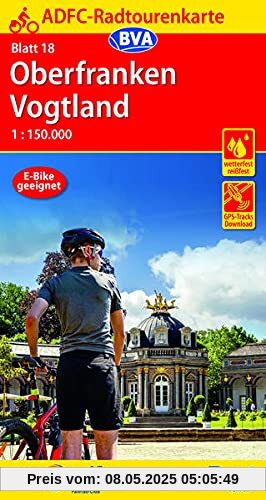 ADFC-Radtourenkarte 18 Oberfranken /Vogtland 1:150.000, reiß- und wetterfest, GPS-Tracks Download und Online-Begleitheft (ADFC-Radtourenkarte 1:150000)