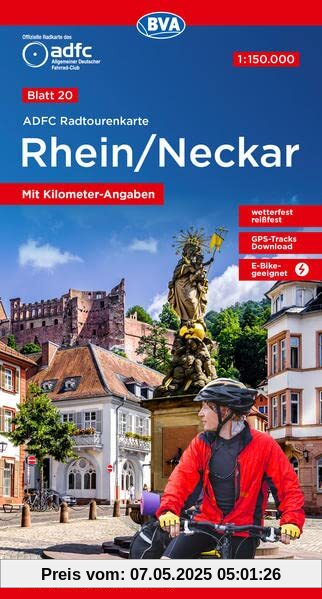 ADFC-Radtourenkarte 20 Rhein /Neckar 1:150.000, reiß- und wetterfest, GPS-Tracks Download (ADFC-Radtourenkarte 1:150000)