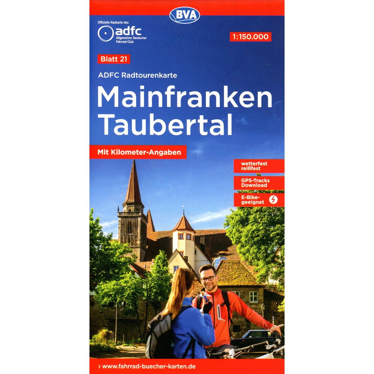 ADFC-Radtourenkarte 21 Mainfranken Taubertal 1:150.000, mit Kilometer-Angaben, r... ADFC-Radtourenkarte 21 Mainfranken Taubertal 1:150.000, mit Kilometer-Angaben, r... von BVA Bielefelder Verlag