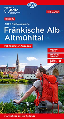 ADFC-Radtourenkarte 22 Fränkische Alb Altmühltal 1:150.000, reiß- und wetterfest, E-Bike geeignet, GPS-Tracks Download, mit Bett+Bike Symbolen, mit ... (ADFC-Radtourenkarte 1:150.000, Band 22)