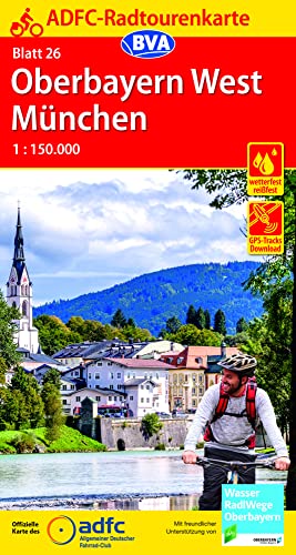 ADFC-Radtourenkarte 26 Oberbayern West München 1:150.000, reiß- und wetterfest, E-Bike geeignet, GPS-Tracks Download (ADFC-Radtourenkarte 1:150.000, Band 26)