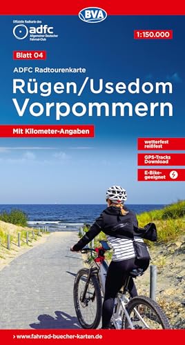 ADFC-Radtourenkarte 4 Rügen/Usedom Vorpommern 1:150.000, reiß- und wetterfest, E-Bike geeignet, GPS-Tracks Download (ADFC-Radtourenkarte 1:150.000)