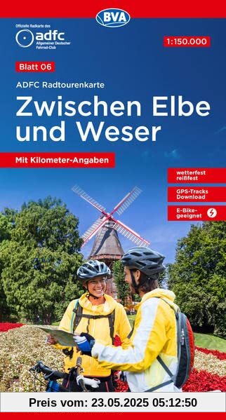 ADFC-Radtourenkarte 6 Zwischen Elbe und Weser 1:150.000, reiß- und wetterfest, GPS-Tracks Download (ADFC-Radtourenkarte 1:150000)