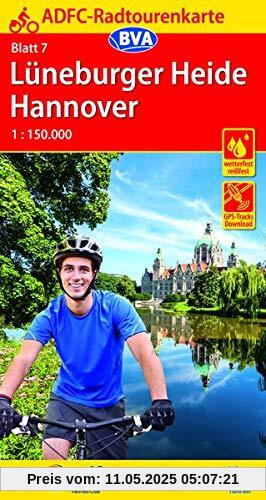 ADFC-Radtourenkarte 7 Lüneburger Heide /Hannover 1:150.000, reiß- und wetterfest, GPS-Tracks Download (ADFC-Radtourenkarte 1:150000)