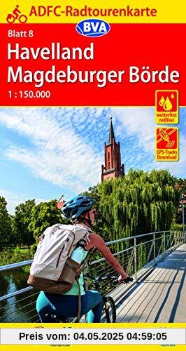 ADFC-Radtourenkarte 8 Havelland Magdeburger Börde 1:150.000, reiß- und wetterfest, GPS-Tracks Download (ADFC-Radtourenkarte 1:150000)