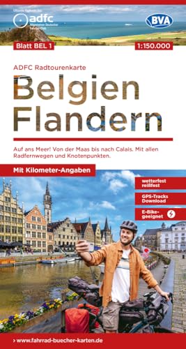ADFC-Radtourenkarte BEL 1 Belgien Flandern 1:150.000, reiß- und wetterfest, E-Bike geeignet, GPS-Tracks Download, mit Kilometer-Angaben: Auf ans Meer! ... (ADFC-Radtourenkarte 1:150.000) von BVA BikeMedia