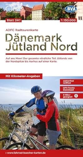 ADFC-Radtourenkarte DK1 Dänemark/Jütland Nord 1:150.000, reiß- und wetterfest, E-Bike geeignet, GPS-Tracks Download, mit Bett+Bike Symbolen, mit ... einer Karte. (ADFC-Radtourenkarte 1:150.000)