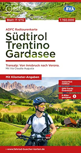 ADFC-Radtourenkarte IT-STG Südtirol, Trentino, Gardasee 1:150.000, reiß- und wetterfest, E-Bike geeignet, GPS-Tracks Download, mit Bett+Bike Symbolen, ... (ADFC-Radtourenkarte 1:150.000, Band 28) von BVA BikeMedia