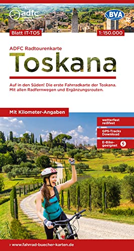 ADFC-Radtourenkarte IT-TOS Toskana 1:150.000, reiß- und wetterfest, E-Bike geeignet, GPS-Tracks Download, mit Bett+Bike Symbolen, mit ... (ADFC-Radtourenkarte 1:150.000) von BVA BikeMedia