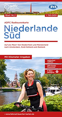 ADFC-Radtourenkarte NL 2 Niederlande Süd 1:150.000, reiß- und wetterfest, E-Bike geeignet, GPS-Tracks Download, mit Knotenpunkten, mit Bett+Bike ... und Zeeland (ADFC-Radtourenkarte 1:150.000) von BVA BikeMedia