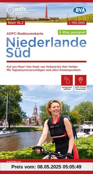 ADFC-Radtourenkarte NL 2 Niederlande Süd 1:150.000, reiß- und wetterfest, E-Bike geeignet, GPS-Tracks Download, mit Knotenpunkten, mit Bett+Bike ... und Zeeland (ADFC-Radtourenkarte 1:150.000)
