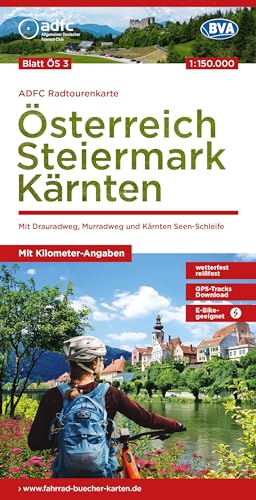 ADFC-Radtourenkarte ÖS3 Österreich Steiermark Kärnten 1:150:000, reiß- und wetterfest, E-Bike geeignet, GPS-Tracks Download, mit Bett+Bike Symbolen, ... Seen-Schleife (ADFC-Radtourenkarte 1:150.000)