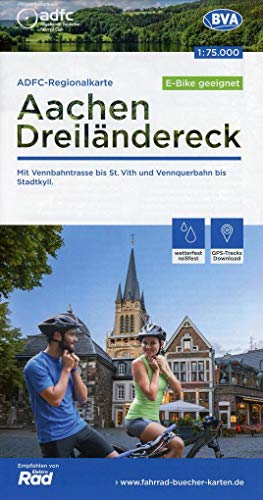 ADFC-Regionalkarte Aachen /Dreiländereck 1:75.000, reiß- und wetterfest, E-Bike-geeignet, GPS-Tracks Download, mit Knotenpunkten: Mit Vennbahntrasse ... bis Stadtkyll (ADFC-Regionalkarte 1:75000)