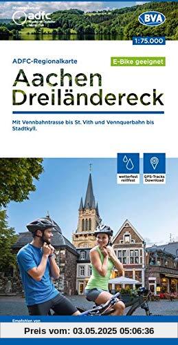 ADFC-Regionalkarte Aachen /Dreiländereck, 1:75.000, reiß- und wetterfest, GPS-Tracks Download: Mit Vennbahntrasse bis St. Vith und Vennquerbahn bis Stadtkyll (ADFC-Regionalkarte 1:75000)