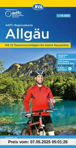 ADFC-Regionalkarte Allgäu 1:75.000, mit Tagestourenvorschlägen, reiß- und wetterfest, E-Bike-geeignet, GPS-Tracks-Download (ADFC-Regionalkarte 1:75000)