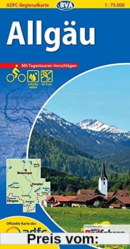ADFC-Regionalkarte Allgäu mit Tagestouren-Vorschlägen, 1:75.000, reiß- und wetterfest, GPS-Tracks Download (ADFC-Regionalkarte 1:75000)