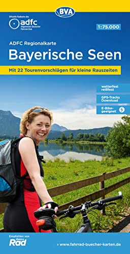 ADFC-Regionalkarte Bayerische Seen, 1:75.000, reiß- und wetterfest, mit kostenlosem GPS-Download der Touren via BVA-website oder Karten-App: Mit 22 ... Rauszeiten (ADFC-Regionalkarte 1:75000) von BVA BikeMedia