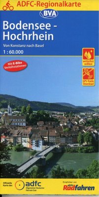 ADFC-Regionalkarte Bodensee-Hochrhein, 1:60.000, mit Tagestourenvorschlägen, reiß- und wetterfest, E-Bike-geeignet, GPS-Tracks Download von BVA BikeMedia
