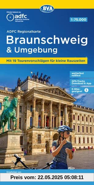 ADFC-Regionalkarte Braunschweig und Umgebung, 1:75.000, mit Tagestourenvorschlägen, reiß- und wetterfest, E-Bike-geeignet, GPS-Tracks-Download (ADFC-Regionalkarte 1:75000)