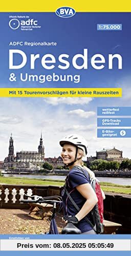 ADFC Regionalkarte Dresden & Umgebung mit Tourenvorschlägen, 1:75.000, reiß- und wetterfest, GPS-Tracks Download, E-Bike geeignet (ADFC-Regionalkarte 1:75000)