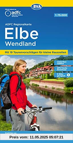 ADFC Regionalkarte Elbe Wendland mit Tourenvorschlägen, 1:75.000, reiß- und wetterfest, GPS-Tracks Download, E-Bike geeignet (ADFC-Regionalkarte 1:75000)