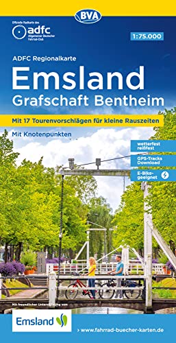 ADFC-Regionalkarte Emsland Grafschaft Bentheim, 1:75.000, mit Tagestourenvorschlägen, reiß- und wetterfest, E-Bike-geeignet, mit Knotenpunkten, ... Naturpark Moor (ADFC-Regionalkarte 1:75000) von BVA BikeMedia