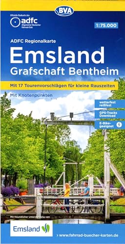 ADFC-Regionalkarte Emsland Grafschaft Bentheim, 1:75.000, mit Tagestourenvorschlägen, reiß- und wetterfest, E-Bike-geeignet, mit Knotenpunkten, ... Naturpark Moor (ADFC-Regionalkarte 1:75000)