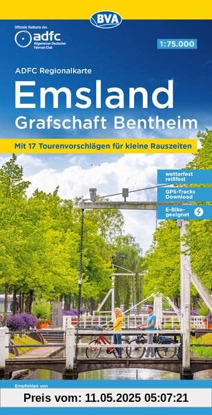 ADFC-Regionalkarte Emsland Grafschaft Bentheim mit Tagestouren-Vorschlägen, 1:75.000, reiß- und wetterfest, GPS-Tracks Download: Mit Internationalem Naturpark Moor (ADFC-Regionalkarte 1:75000)