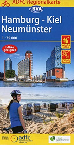 ADFC-Regionalkarte Hamburg/Neumünster/Kiel, 1:75.000, mit Tagestourenvorschlägen, reiß- und wetterfest, E-Bike-geeignet, mit GPS-Tracks-Download (ADFC-Regionalkarte 1:75000) von BVA Bielefelder Verlag